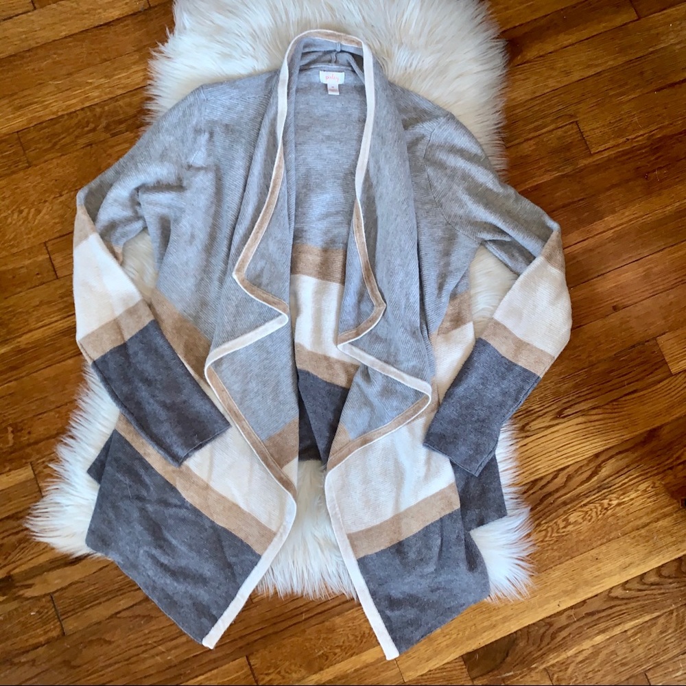 Pixley Drape Front Neutral Cardigan, Medium